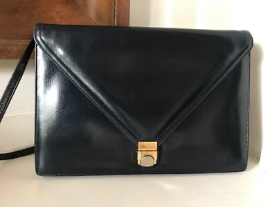 Vintage 1970 Morris Moskowitz Envelope/Crossbody/Bolsa de Ombro Azul Marinho - Imagem 1 de 4