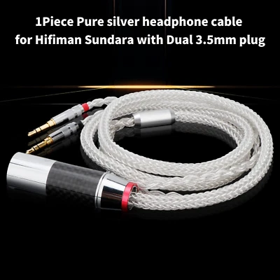 16core Pure Silver HIFI Headphone Cable 6.35mm 4.4mm 3.5mm 2.5mm to 2x3.5mm Plug - Image 1 of 4
