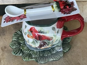 Corner Ruby CR Teetasse Christmas Holiday Collection Cardinals handbemalt - Bild 1 von 9