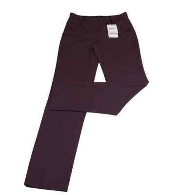 Pantalones Theory para mujer talla 0 Treeca FL pierna completa en lana trazable granate Malbec Foto 1 de 4
