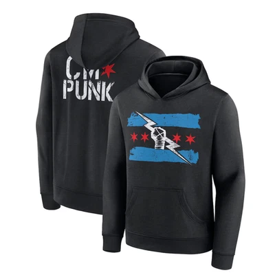CM Punk Kid's Hoodie WWE Wrestling Fanatics Black Top - New
