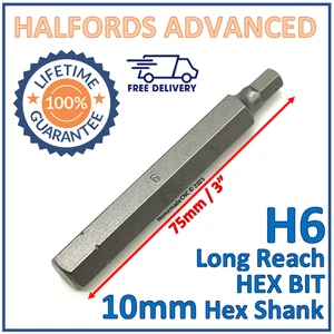 Halfords Advanced H6 6mm Hex Bit - 10mm Hex Shank - 75mm Length - New Free P&P - Picture 1 of 4