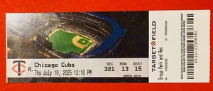 PCA Pete Crow-Armstrong 7/10/2025 CHICAGO CUBS MINNESOTA TWINS GAME TICKET - Picture 1 of 23