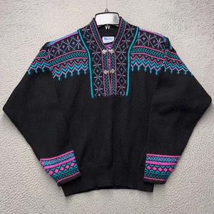 Meister Pullover Damen groß schwarz blau Fair Isle Zinnverschluss nordisch Winter - Bild 1 von 12