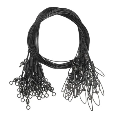 30Pcs Steel Fishing Wire Leader Line with Swivel and Snap 125LB 21 Inch, Black Foto 1 de 4