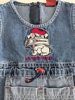 Vintage Disney Paris Y2K Marie Aristocats Overall Denim Dress Girl Size 6 - Image 1 of 4