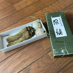 Wind weight stone unused in box Hanging Scroll Weights From Japan - Picture 1 of 7