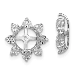 Sterling Silver Rhodium Diamond & White Topaz Earring Jackets - Picture 1 of 4
