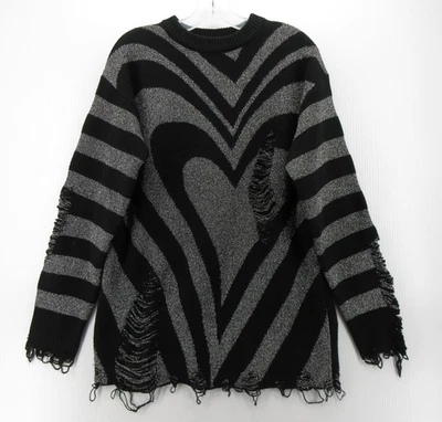 Suéter Killstar Mujer Pequeño Gris Negro Metálico Distress Corazón Gótico Emo Punk Foto 1 de 4
