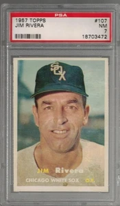 1957 Topps # 107 - JIM RIVERA - Chicago White Sox - PSA 7 NM - Picture 1 of 2