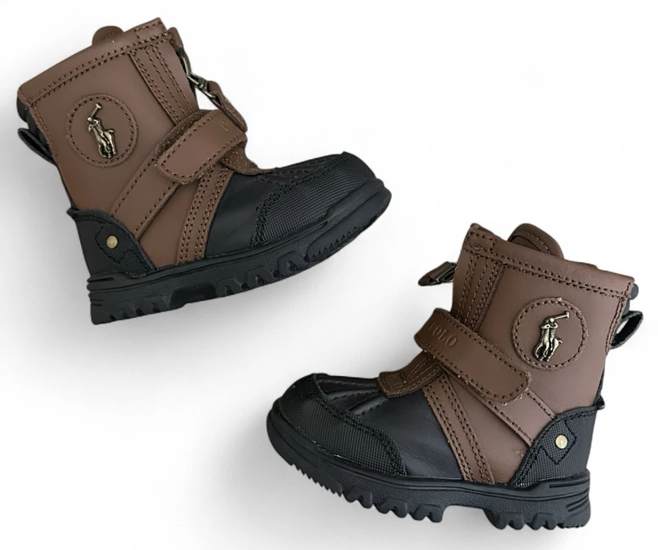 NUEVAS Botas de Bebé Polo Ralph Lauren Conquered Hi Infantil Talla 5 Cuero Puntera Tapada Foto 1 de 4
