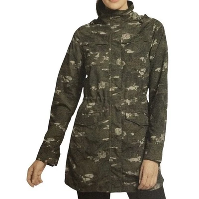 Parka de senderismo Eddie Bauer para mujer aventurero chaqueta con capucha pequeña verde camuflada Foto 1 de 4