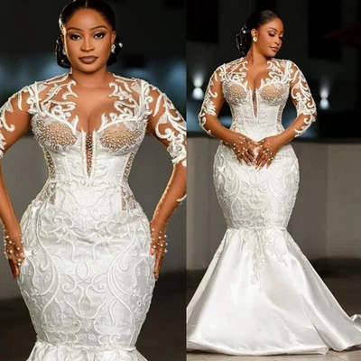 Plus Size Wedding Dress For Bride Mermaid Wedding Dresses Bridal Gowns Lace  - Image 1 of 4