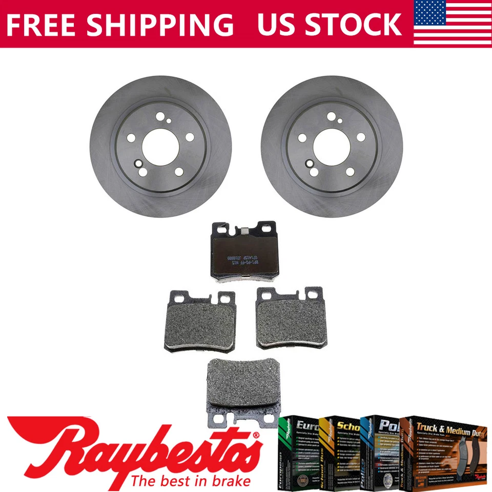 Rear Kit Brake Rotors + Metallic Pads Hardware For 1990-1993 Mercedes-Benz 300SL - Image 1 of 4