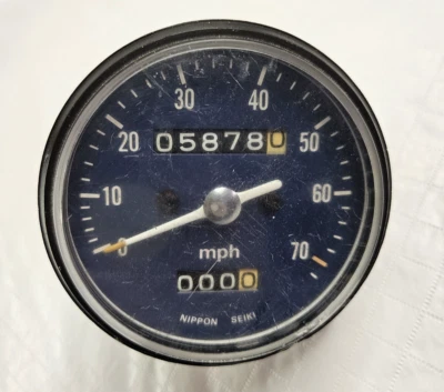 Velocímetro De Colección Honda Nippon Seiki Moto Años 70 Fondo Azul 0-70 Foto 1 de 4