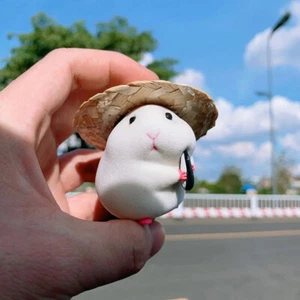 Auto Deko innen niedlicher Hamster mit Strohhut auch Büro Desktop Geschenk - Bild 1 von 5