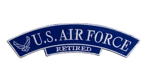 US Air Force Retired with Silver Border Iron on Top Rocker Patch for Jackets - Picture 1 of 2