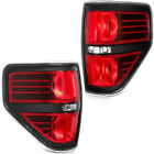 Fit For 2009-2014 Ford F150 Taillights Red Housing Tail Lamp Light Pair Set