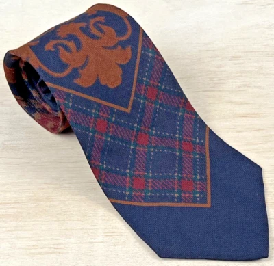 Polo Ralph Lauren Tie Vintage Wool Silk Challis English Hunting Motif 54x4 - Image 1 of 4