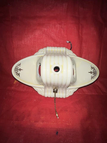 Vintage 1930s Porcelier Porcelain Ivory Ceramic Double Socket Ceiling Light Cover