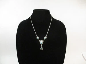 Vintage Kathleen Chavez Navajo Bear Claw Sterling Silver Turquoise Necklace 21" - Picture 1 of 7