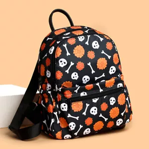 Halloween Skull Print Backpack For Women Waterproof Large Capacity Zipper Multi- - Picture 1 of 4