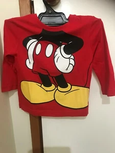 Disney Baby, Mickey Mouse, Red Long Sleeve T Shirt, Size 1 (12-18 MTHS) - Picture 1 of 2