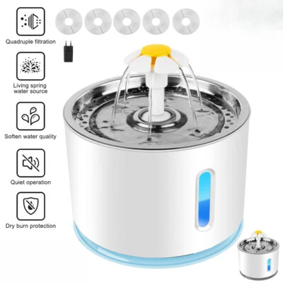 Trinkbrunnen Haustier Automatisch Wasserspender 2.4L für Katzen Hunde mit LED - Bild 1 von 4