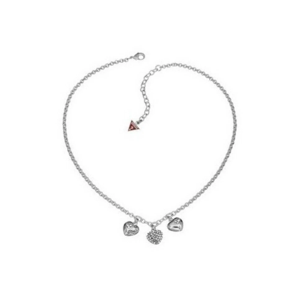 Collana a catena color silver con tre ciondoli a forma di cuore bombato UBN12013 - Immagine 1 di 1