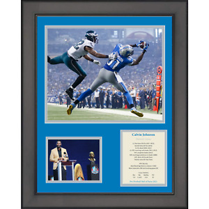 Framed Calvin Johnson Hall of Fame Detroit Lions 12"x15" Football Photo Collage