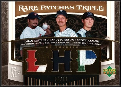 Santana Johnson Kazmir 2007 UD Premier parches raros triple oro/10 #RP3-SJK 🔥 Foto 1 de 2