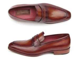 Paul Parkman Herren Penny Halbschuh Tabak & Bordeaux handbemalte Schuhe (ID#067-BR - Bild 1 von 6