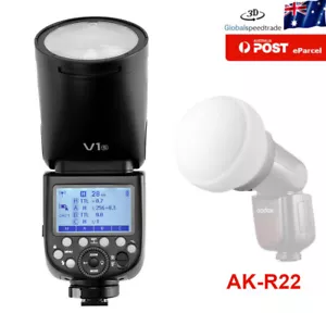Godox V1-S 76W 2.4G Round Head Speedlite Flash For Sony + AK-R22 Diffusion Dome - Picture 1 of 12