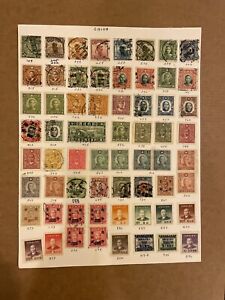 China 1910-49 Used Stamps in Old Home-Made Page +60 stamps +All different