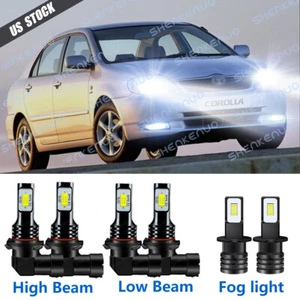 For Toyota Corolla 2001-2004 6000K LED Headlight Fog Light Bulbs Combo Kit White - Picture 1 of 12