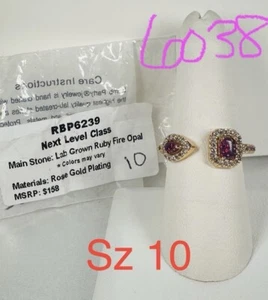 NIB Bomb Party Sz10 BP Ring RBP6239 Next Level Class LG Fire Opal Rose Gold Pl - Picture 1 of 9