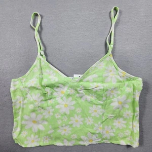 Rue21 Crop Cami Top Damen Large Grün Blumen Herzausschnitt Spaghettiträger - Bild 1 von 8