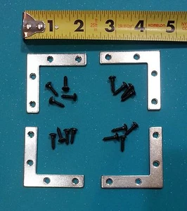 JUEGO DE 4 - 2" Ángulo de esquina Refuerzo de metal de metal + 16 tornillos de madera - Imagen 1 de 1