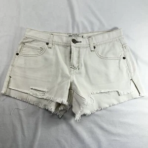 Free People Cut Off Shorts Denim Distressed Button Fly 90’s Frayed Hem Ripped - Picture 1 of 9