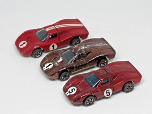 Redline Hot Wheels - Ford Mark IV Lot of 3 - HK Red, US Brown, US Red Enamel - Picture 1 of 3
