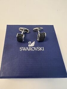 Swarovski Men's Black Crystal Cufflinks Stainless Steel