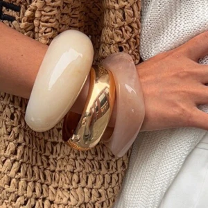 Chunky Style Geometric Bangles Punk Bangle Bracelets For Women Men - Picture 1 of 15