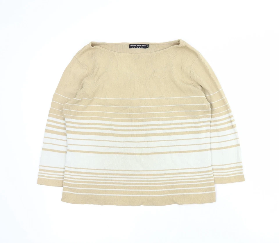 Suéter de viscosa marrón cuello redondo a rayas Debbie Morgan talla M Foto 1 de 4