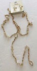 Arcoba Necklace Earrings Set White Clear Faceted Bead Drop Gold Tone New