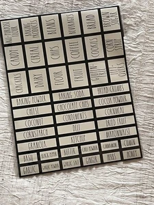 Etiquetas para contenedores de cocina letras negras granja 180 pegatinas NUEVO (A) - Imagen 1 de 2