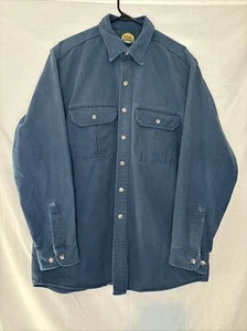 Vintage 90s Cabelas Mens Chamois Heavyweight Blue Shirt Sz XLT Made In USA - Bild 1 von 6