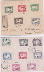 Aden KGVI Registered FDC to Larache 1 April 1937 ADEN & FES.VILLE-NOUVELLE CDS's - Picture 1 of 5