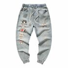 Fashionable Mens Blue Broken Ripped Loose Jeans For Korean Style Casual Wear