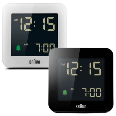 BRAUN DIGITAL ALARM CLOCK WITH SNOOZE DESK SMALL 7.5CM - BLACK OR WHITE - BC09 - Image 1 of 4