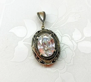 Ukraine vintage silver pendant with cubic zirconia - Picture 1 of 4